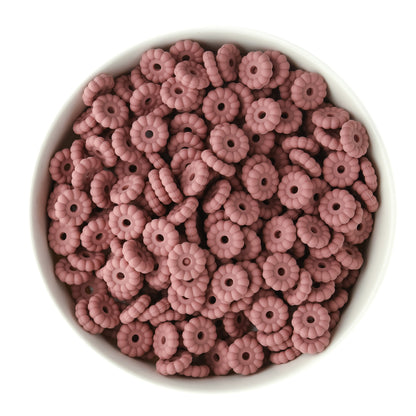 12mm Ribbed Silicone Spacer Beads Vintage Pink for silicone bead crafting from Cara & Co Craft Supply