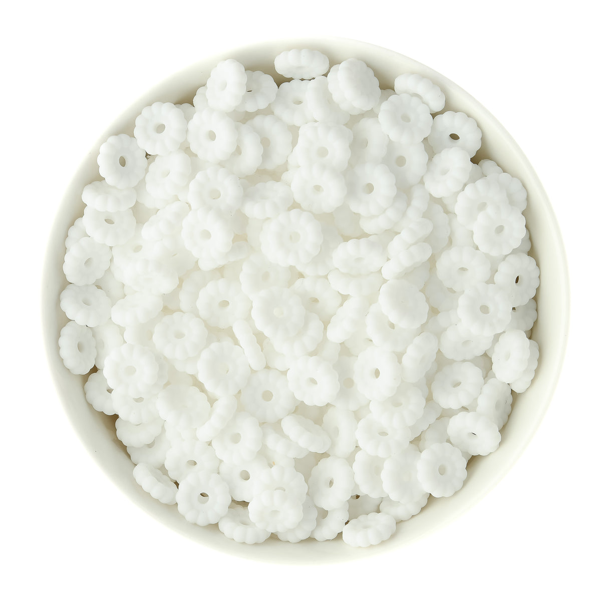 12mm Ribbed Silicone Spacer Beads White for silicone bead crafting from Cara & Co Craft Supply