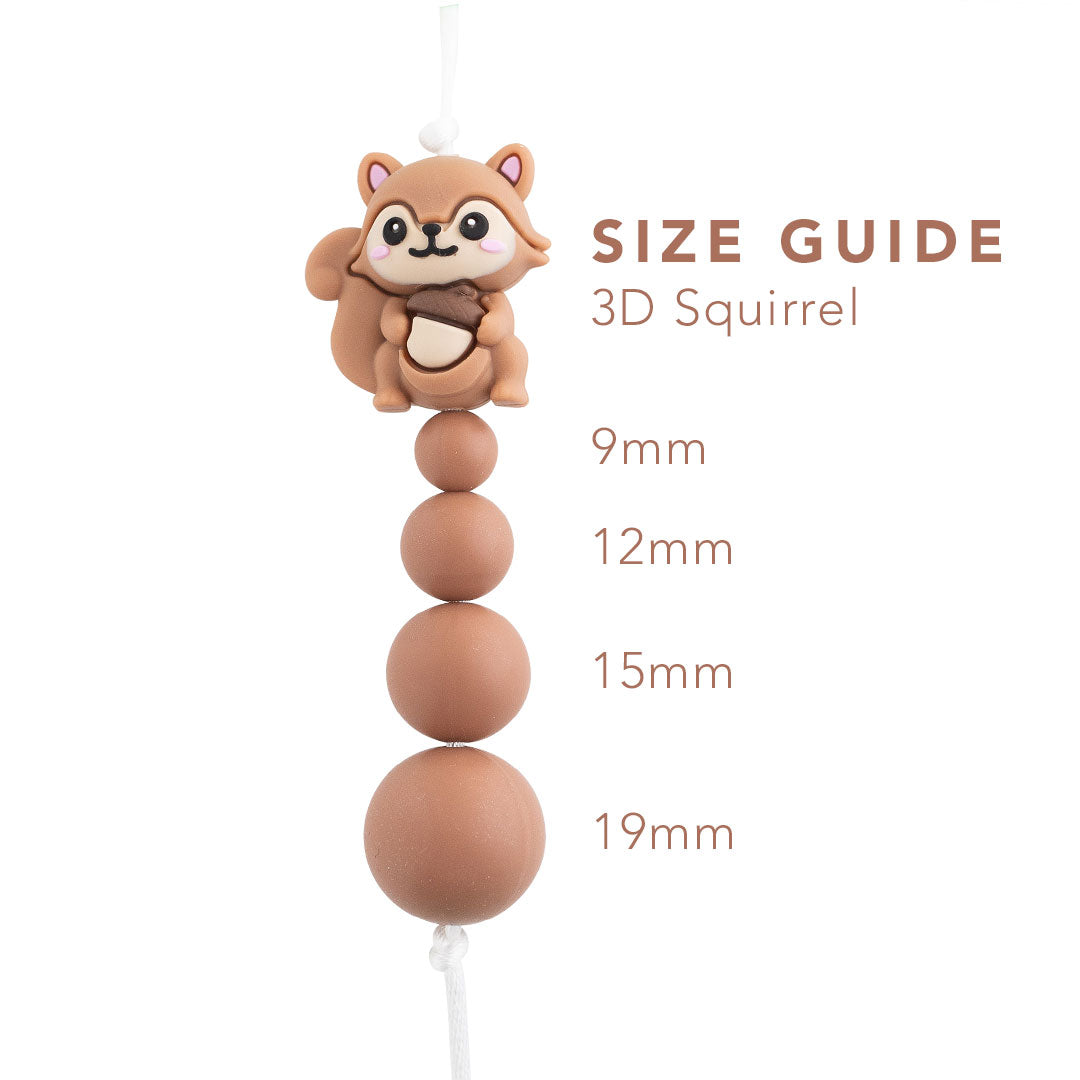 3D Squirrel Silicone Focal Beads