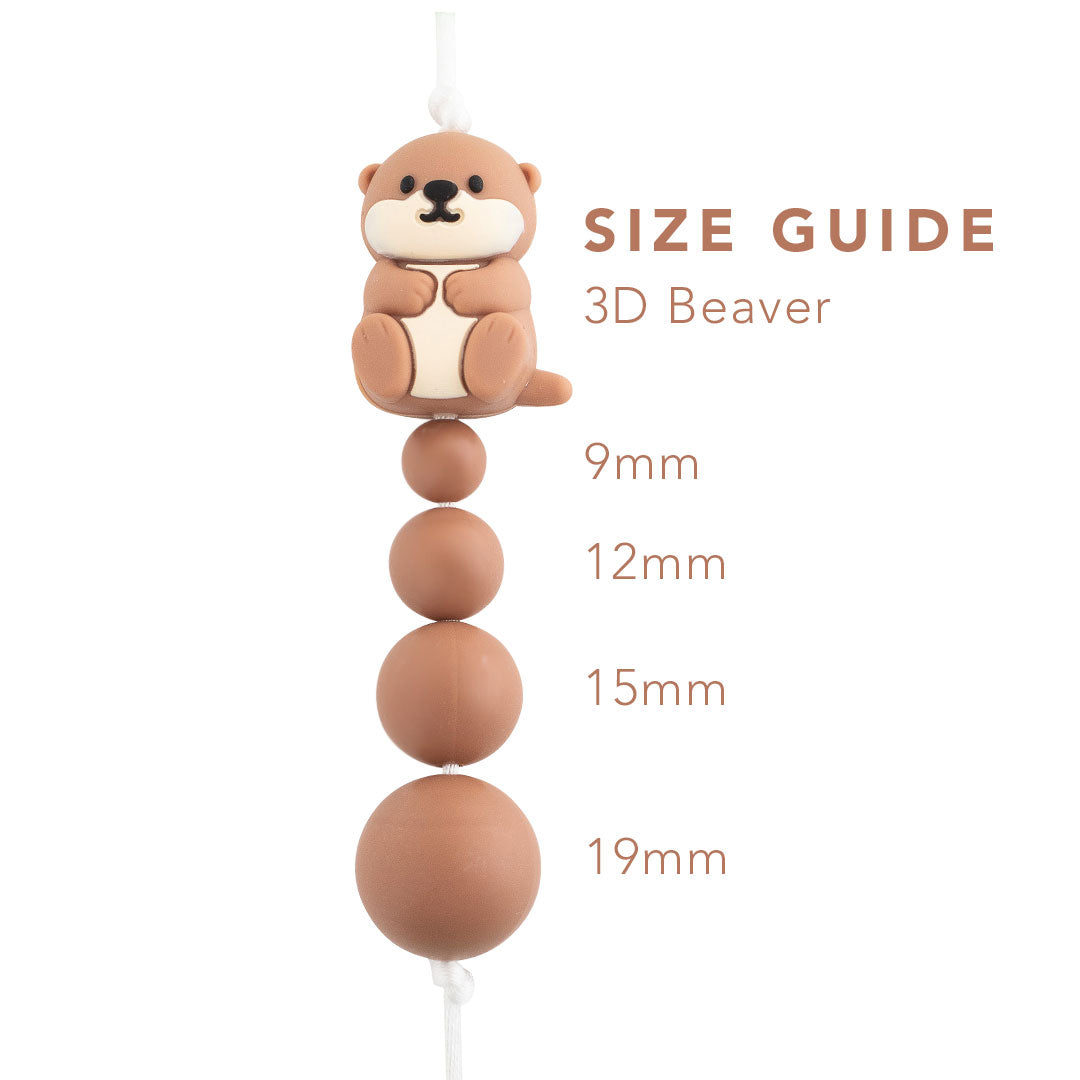 3D Beaver Silicone Focal Beads
