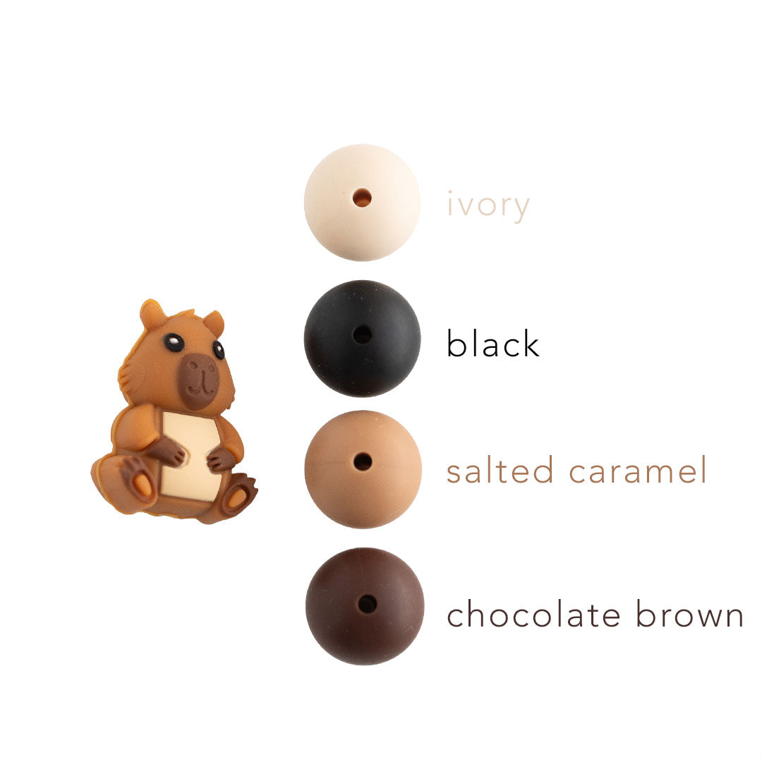3D Capybara Silicone Focal Bead for silicone bead crafting from Cara & Co Craft Supply