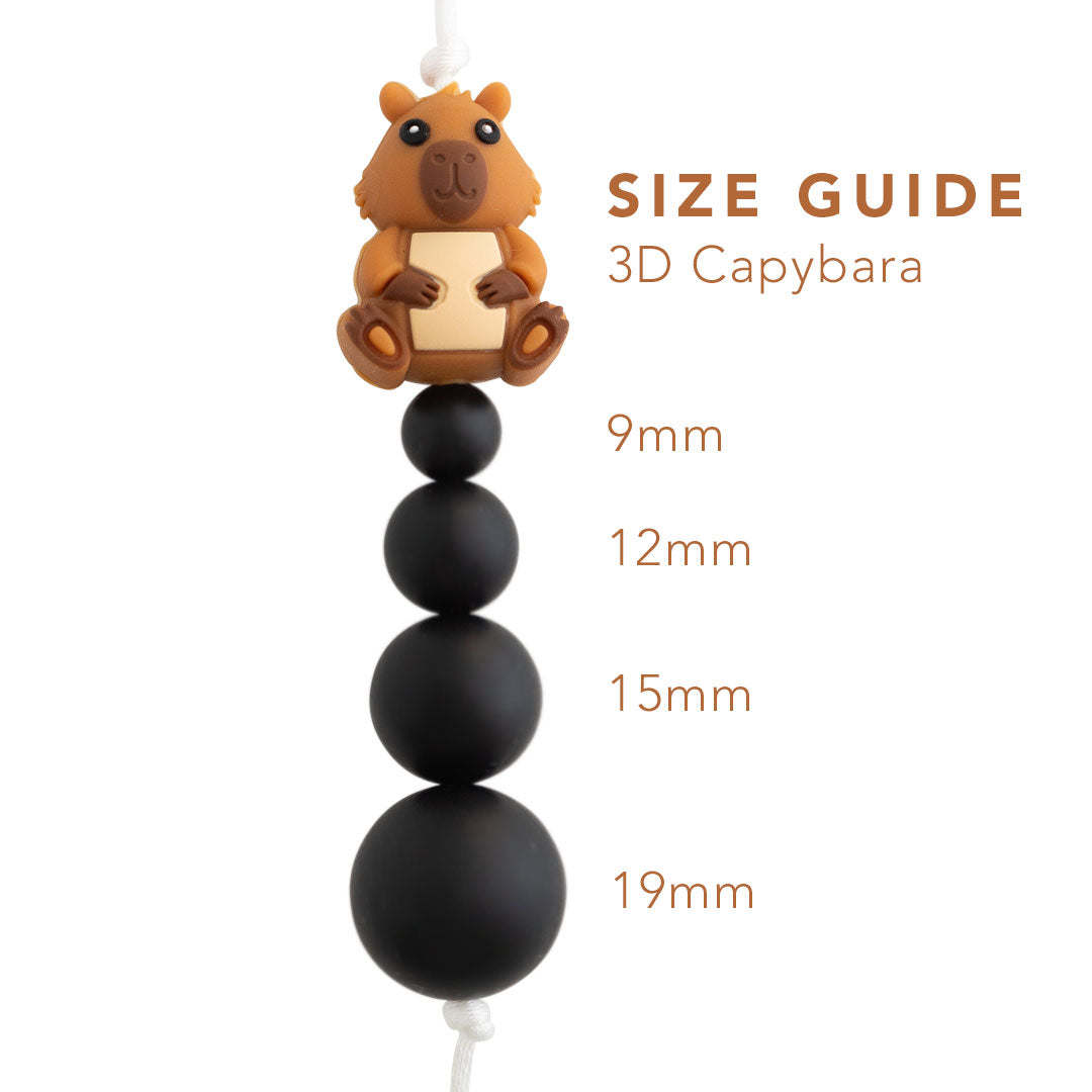 3D Capybara Silicone Focal Bead for silicone bead crafting from Cara & Co Craft Supply
