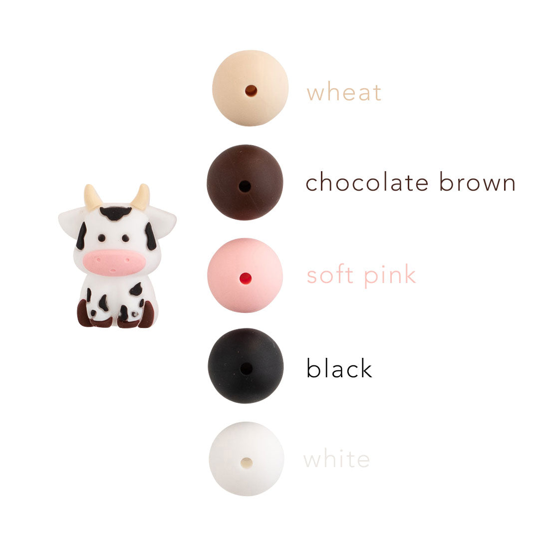 3D Cow Silicone Focal Beads