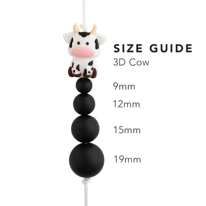 3D Cow Silicone Focal Beads