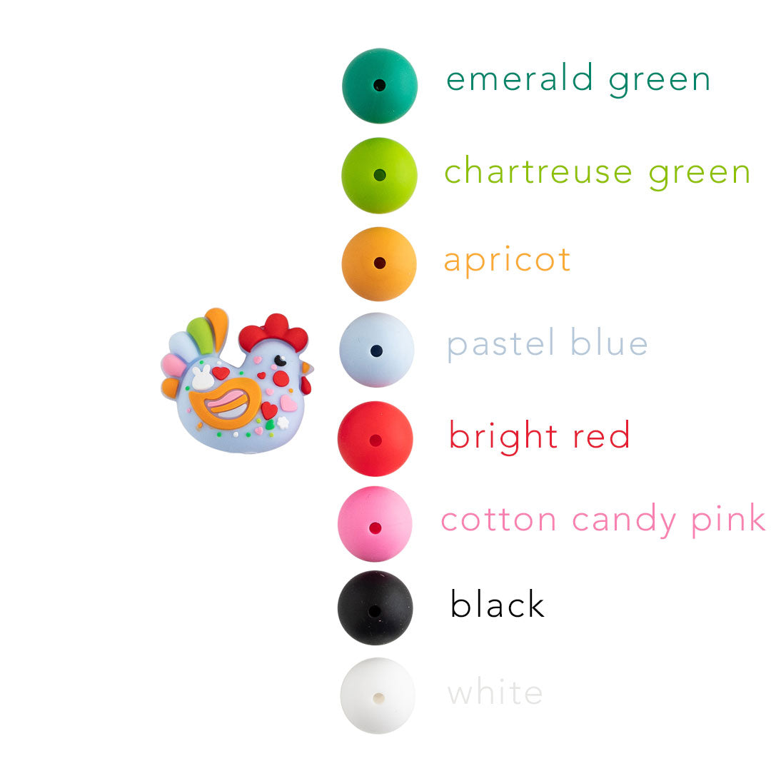 3D Hen Silicone Focal Bead for crafting from Cara & Co