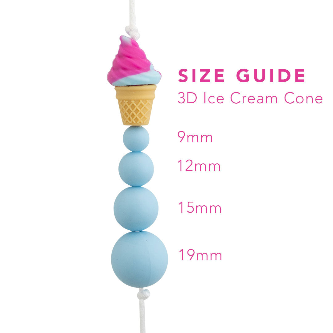 3D Ice Cream Cone Silicone Focal Bead