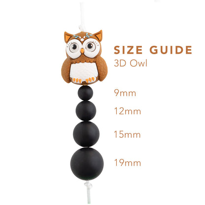 3D Owl Silicone Focal Beads