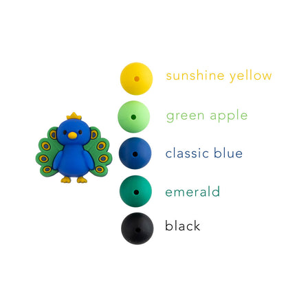 3D Peacock Silicone Focal Bead for crafting from Cara & Co Craft Supply