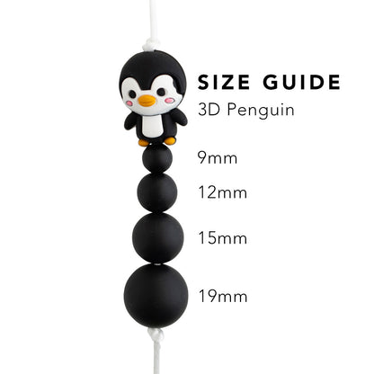 3D Penguin Silicone Focal beads