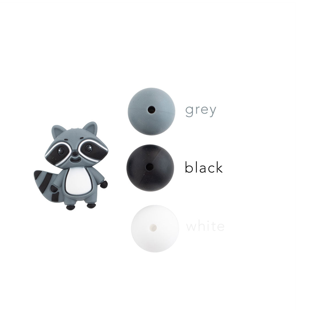 3D Raccoon Silicone Focal Beads