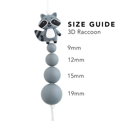 3D Raccoon Silicone Focal Beads