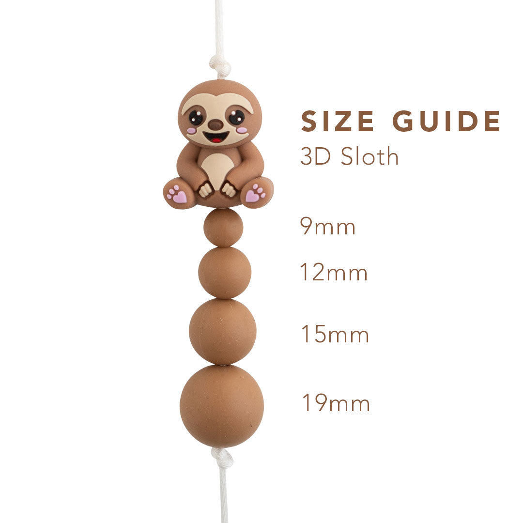3D Sloth Silicone focal beads from Cara & Co Craft Supply