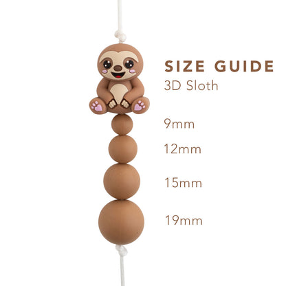 3D Sloth Silicone focal beads from Cara & Co Craft Supply