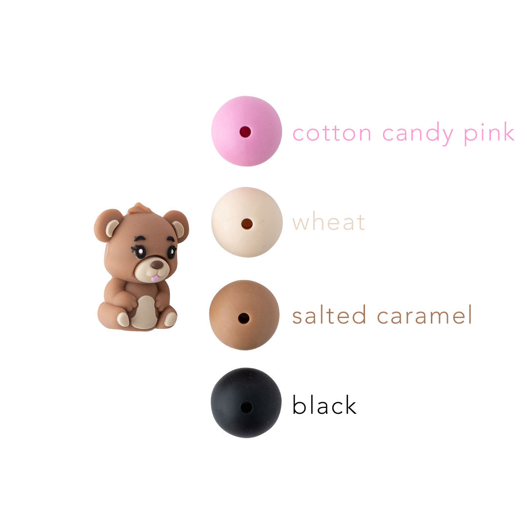 3D Teddy Bear Silicone Focal Bead from Cara & Co Craft Supply