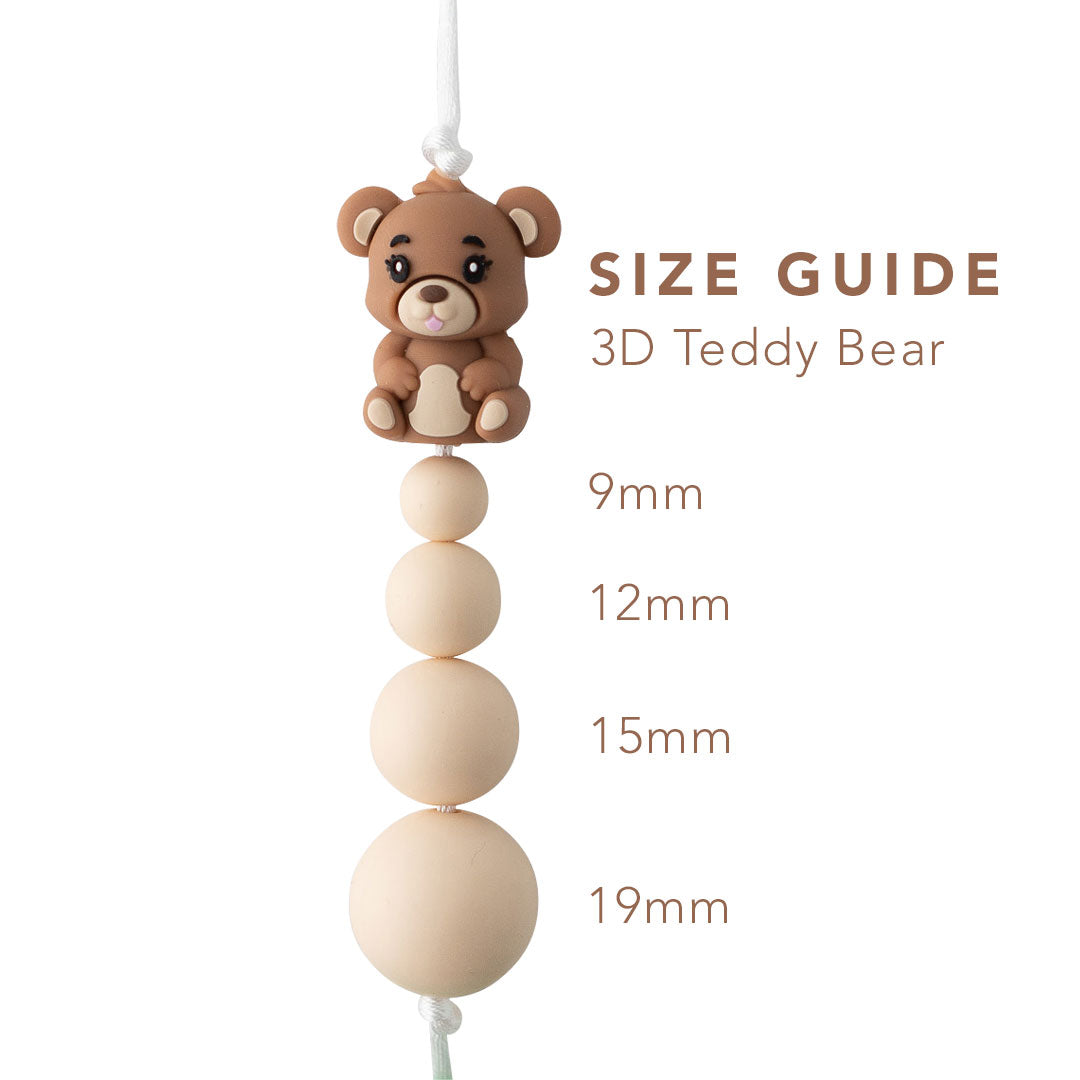 3D Teddy Bear Silicone Focal Bead from Cara & Co Craft Supply