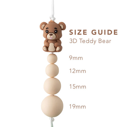 3D Teddy Bear Silicone Focal Bead from Cara & Co Craft Supply