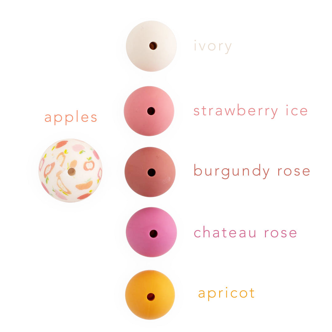 15mm Round Silicone Print Beads Color Comparison Apples