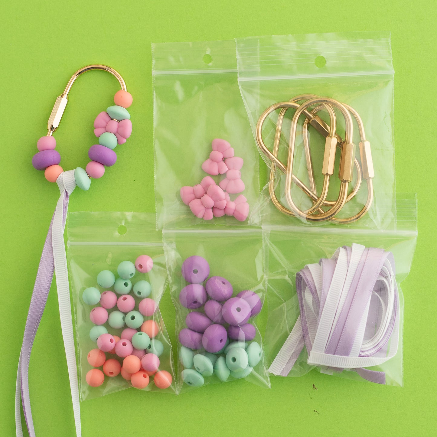 Bright Sunshine Carabiner Box silicone beads from crafting from Cara & Co Craft supply