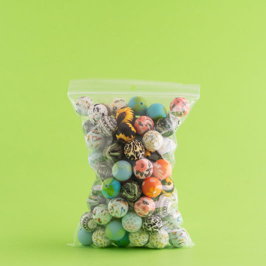19mm Round Print Silicone Grab Bag for silicone bead crafting from Cara & Co Craft Supply