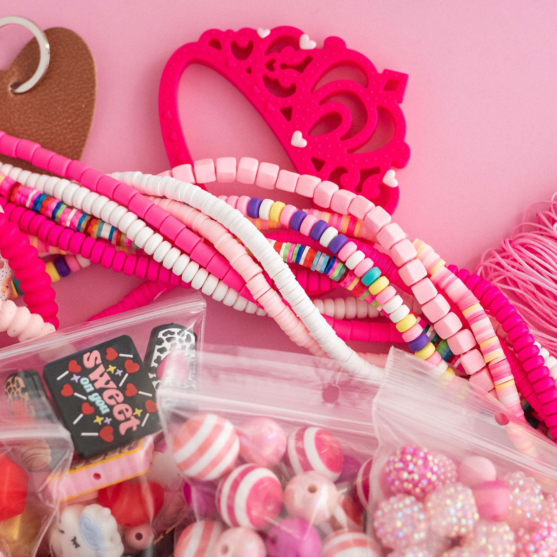 Sweetheart Mystery Bundle with silicone acrylic and heishi beads for crafting from Cara & Co Crafting Supplies