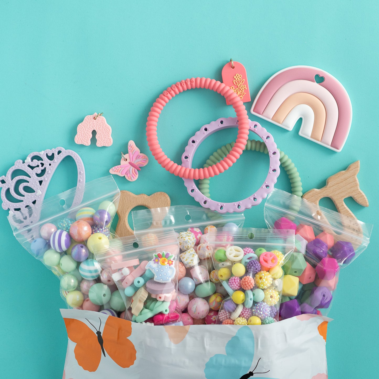 Spring Bundle Silicone and acrylic beads for crafting from Cara & Co crafting supply