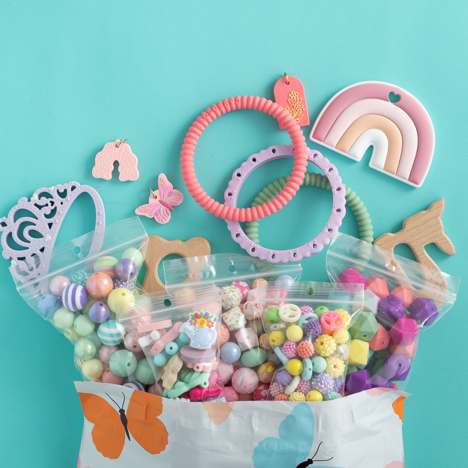 Spring Bundle Silicone and acrylic beads for crafting from Cara & Co crafting supply