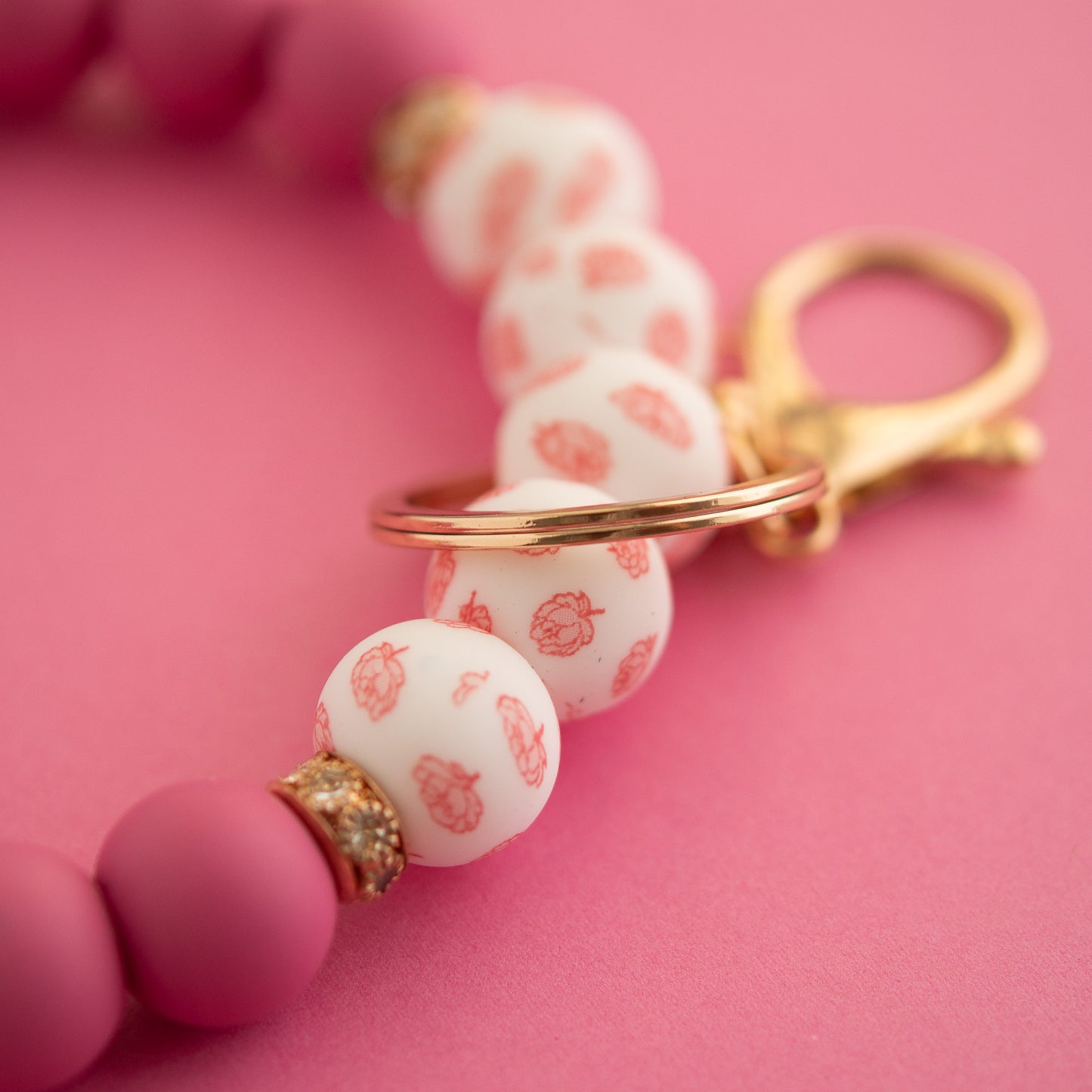 Summer 15mm Round Silicone Pink Peony Floral Print Beads for silicone crafting from Cara & Co Craft Supply