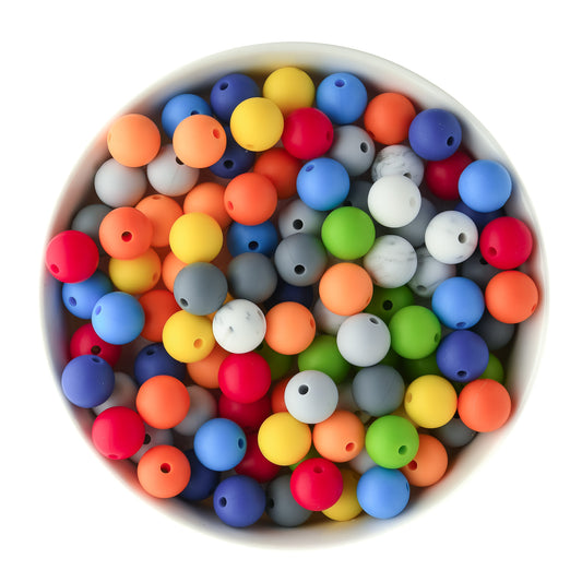 Primary Pop 12mm Round Bead Packs for silicone bead crafting from Cara & Co Craft Supply