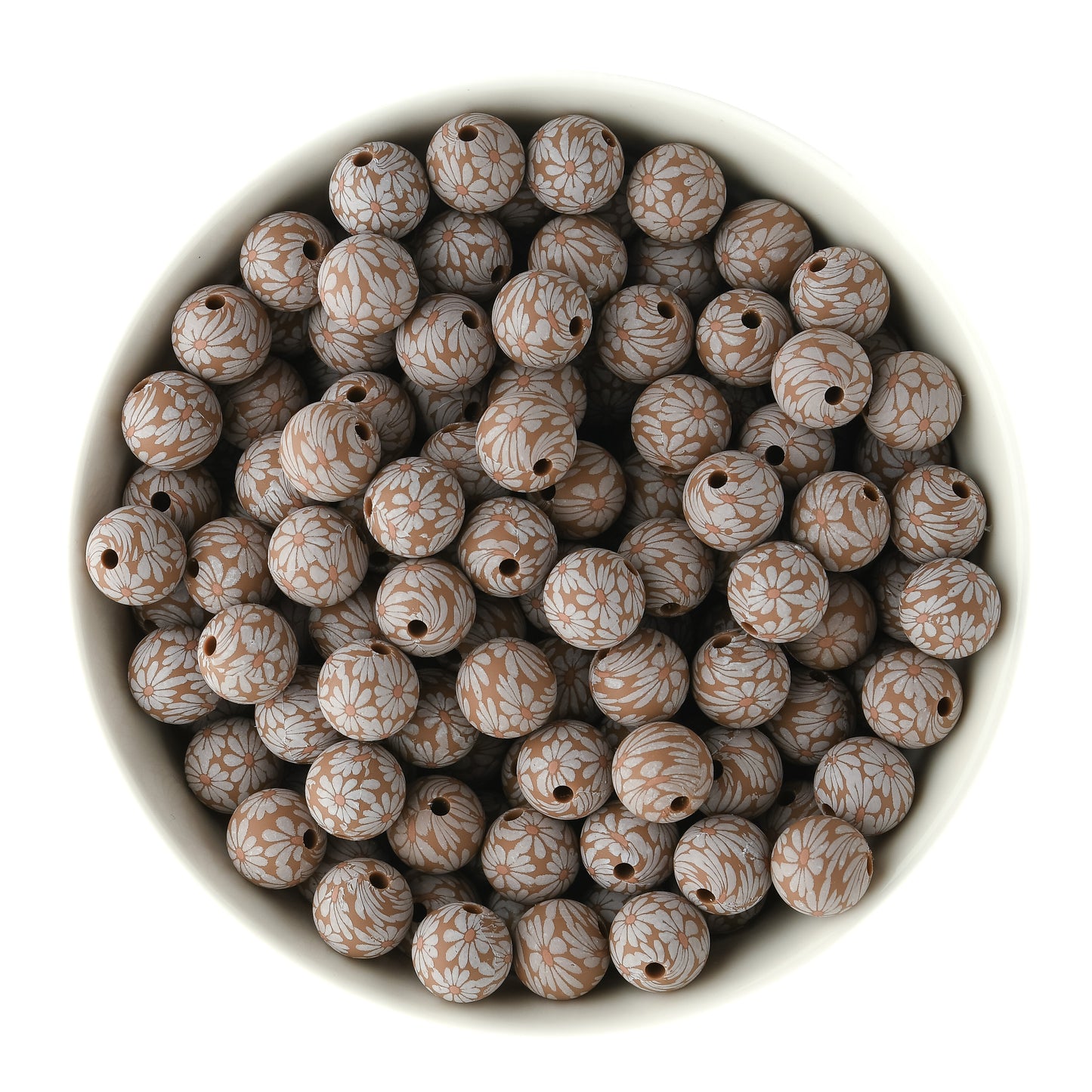 Fall Daisy 12mm Round Silicone Print Beads for silicone bead crafting from Cara & Co