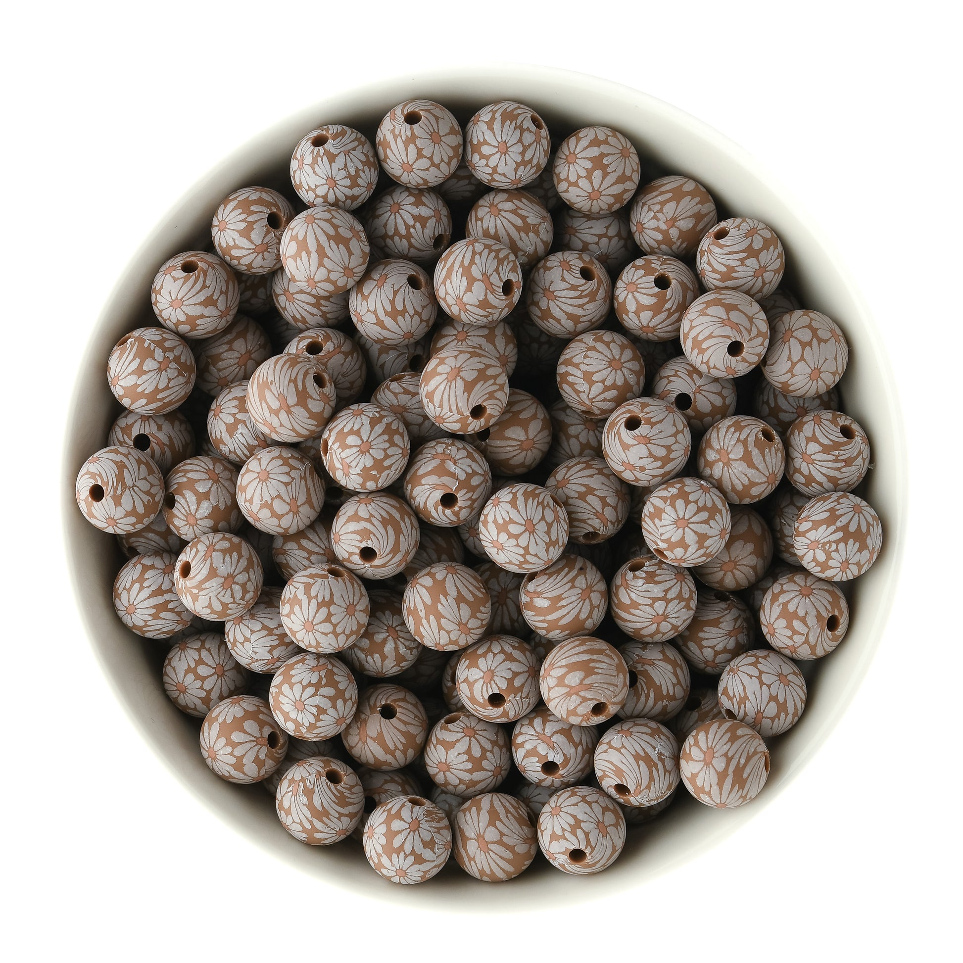 Fall Daisy 12mm Round Silicone Print Beads for silicone bead crafting from Cara & Co