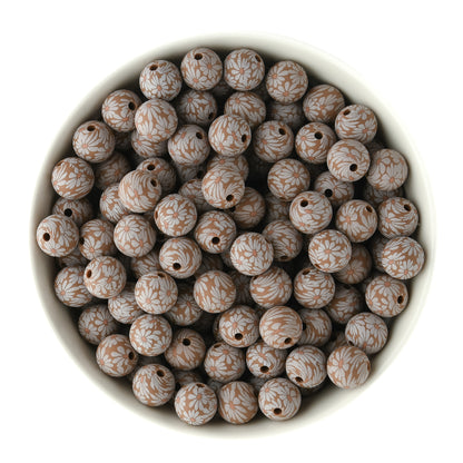 Fall Daisy 12mm Round Silicone Print Beads for silicone bead crafting from Cara & Co