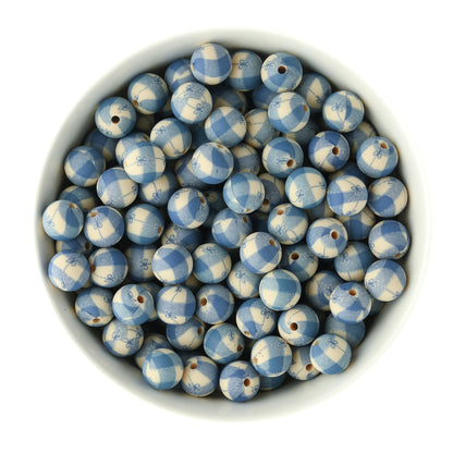 15mm Round Winter Prints Flannel Bow Plaid silicone beads for silicone bead crafting from Cara & Co Craft Supply