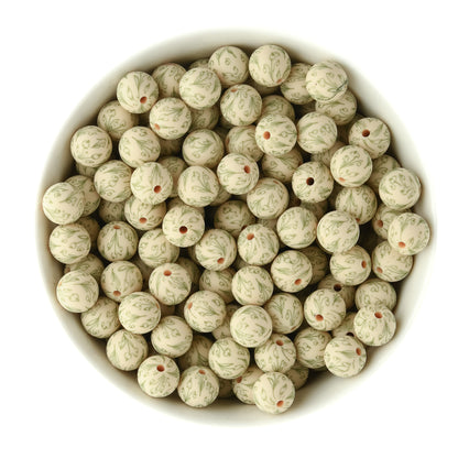 15mm Round Winter Prints Snowdrop Buds silicone beads for silicone bead crafting from Cara & Co Craft Supply