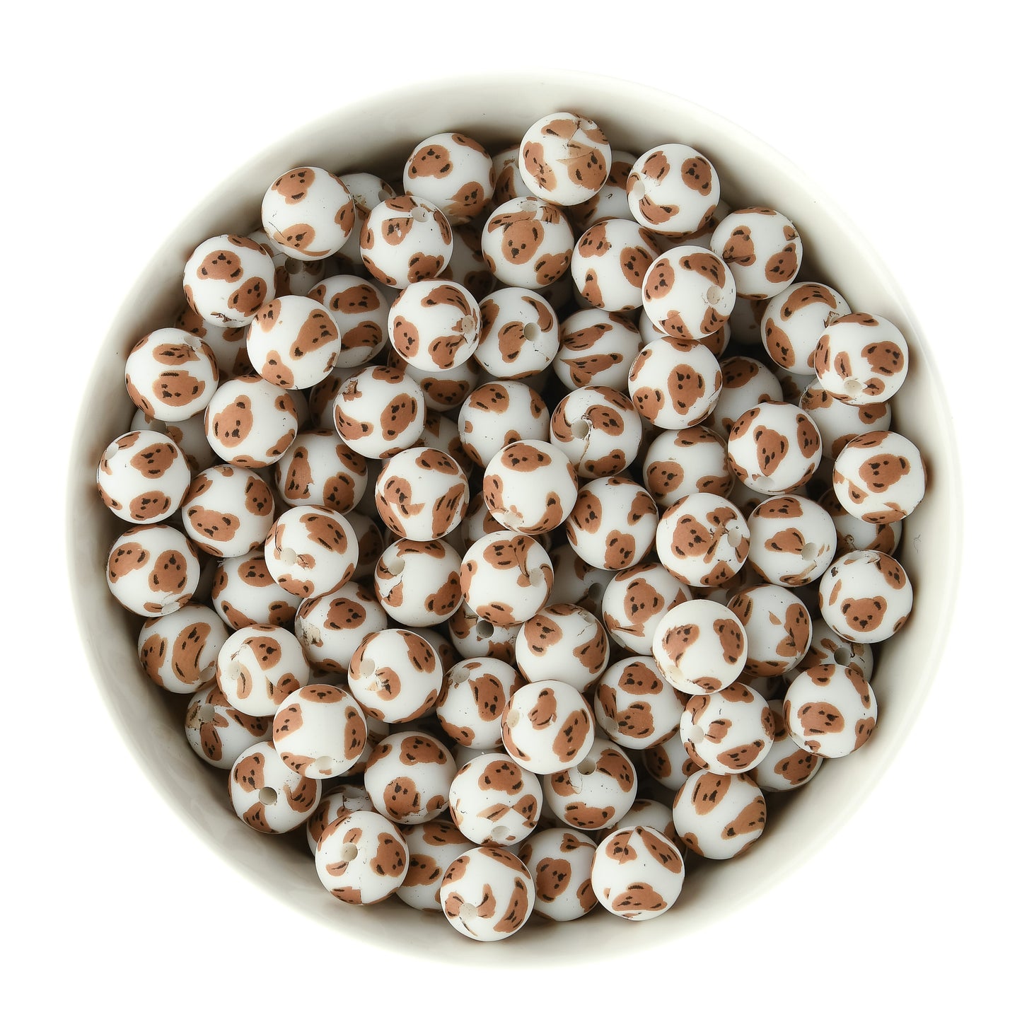 Teddy Bear 12mm Round Silicone Print Beads for silicone bead crafting from Cara & Co
