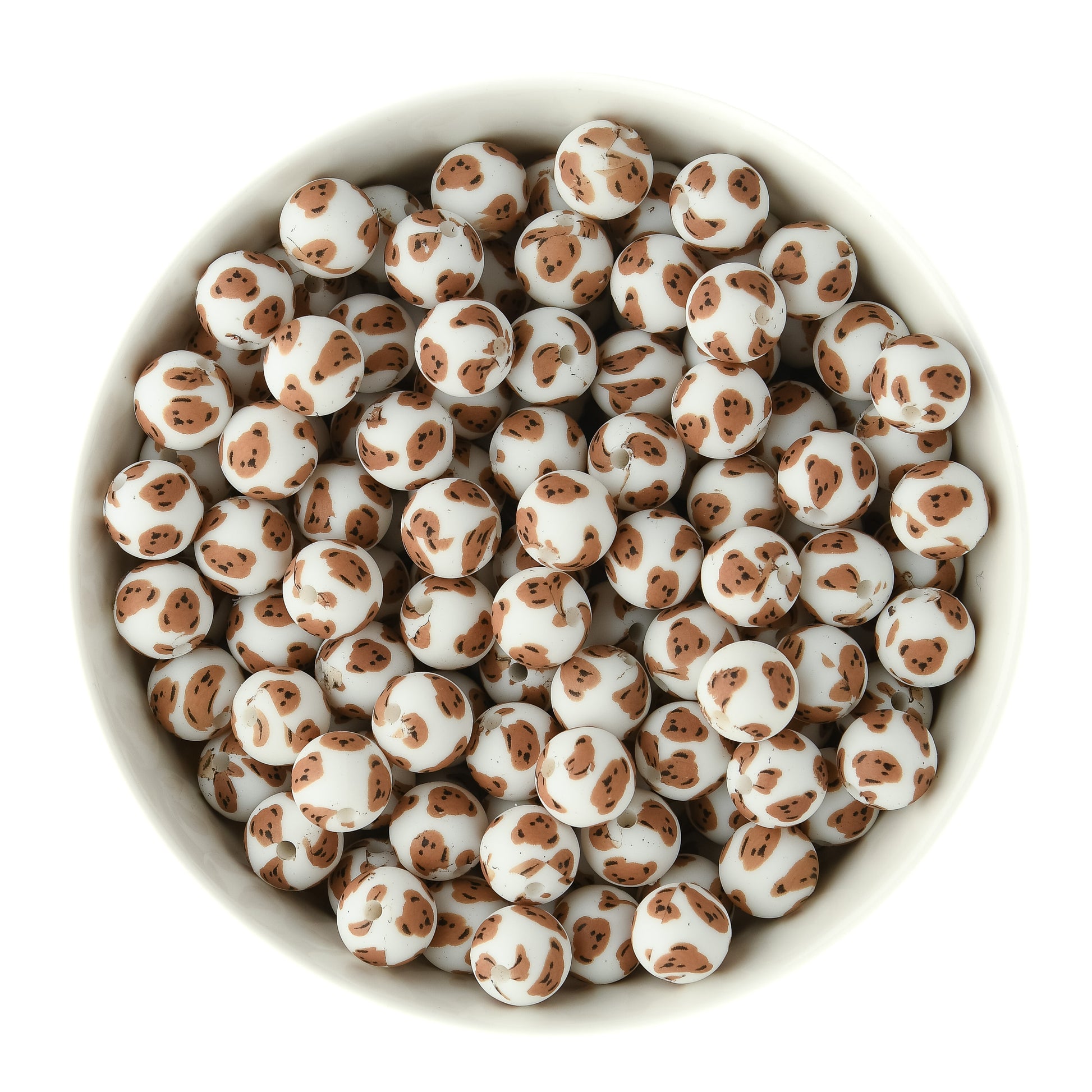 Teddy Bear 12mm Round Silicone Print Beads for silicone bead crafting from Cara & Co