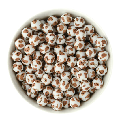 Teddy Bear 12mm Round Silicone Print Beads for silicone bead crafting from Cara & Co