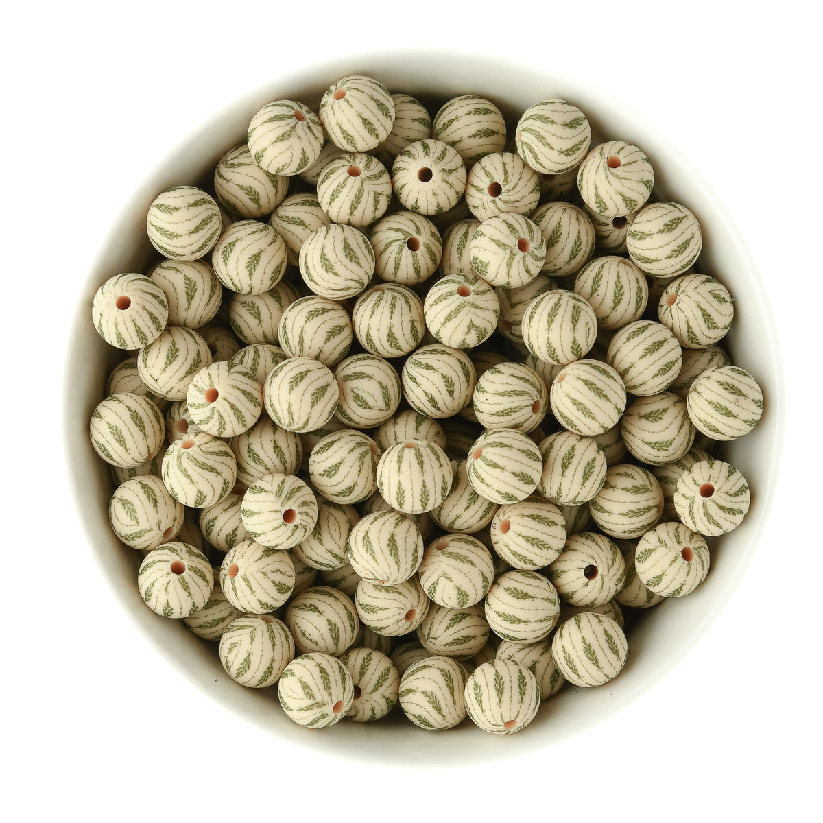 15mm Round Winter Prints Winter Sprigs silicone beads for silicone bead crafting from Cara & Co Craft Supply