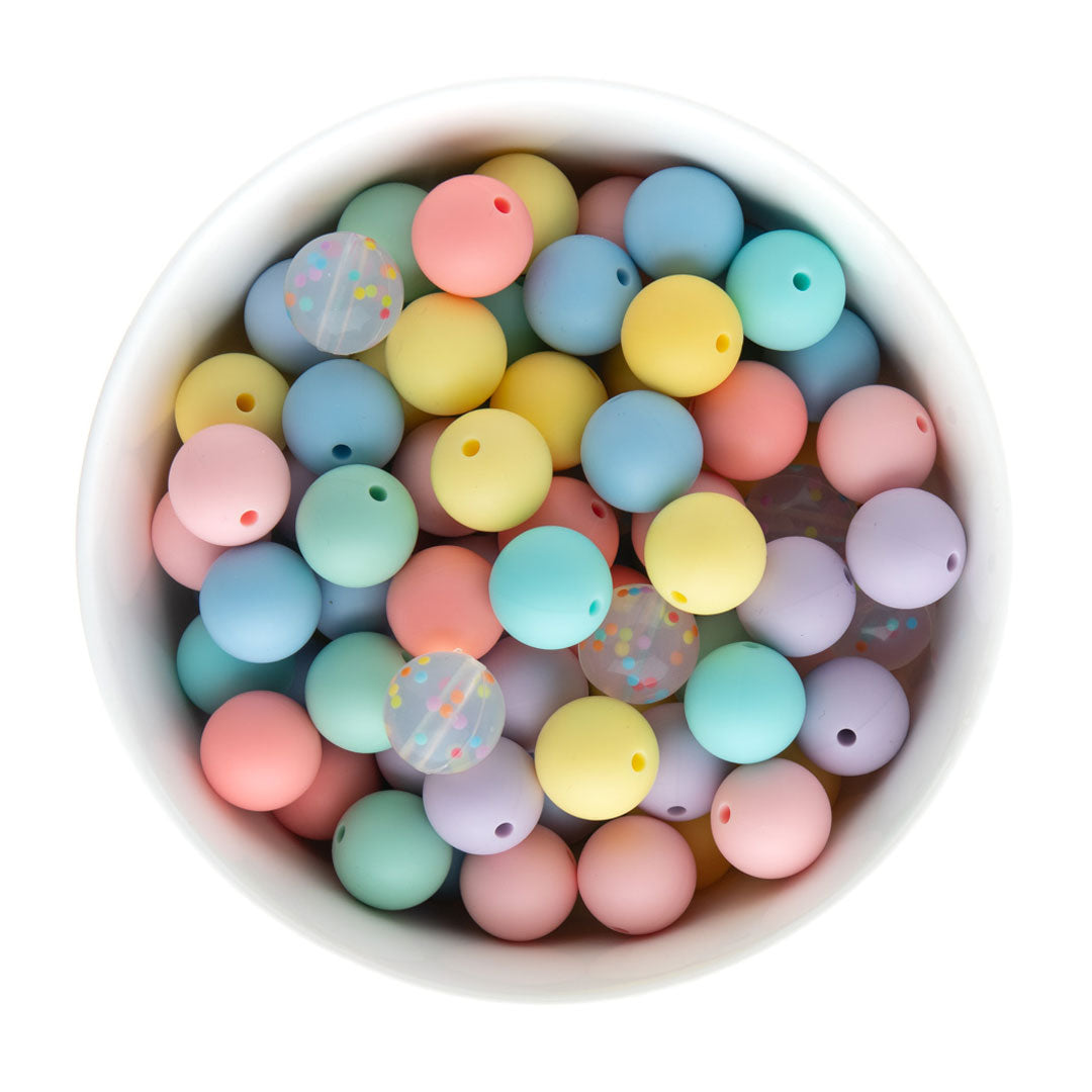 Silicone Bead Packs Pastel Palette 15mm Round Silicone from Cara & Co Craft Supply