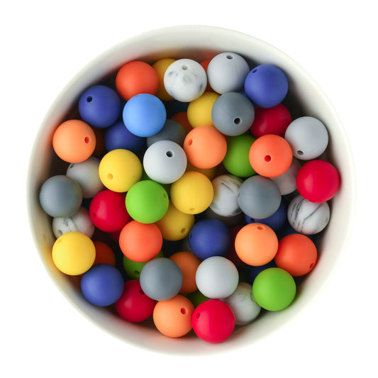 Primary Pop 15mm Round Bead Packs for silicone bead crafting from Cara & Co Craft Supply