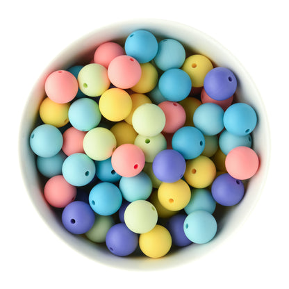Spring Sorbet 15mm Round Bead Pack with silicone bead for crafting from Cara & Co Crafting supply