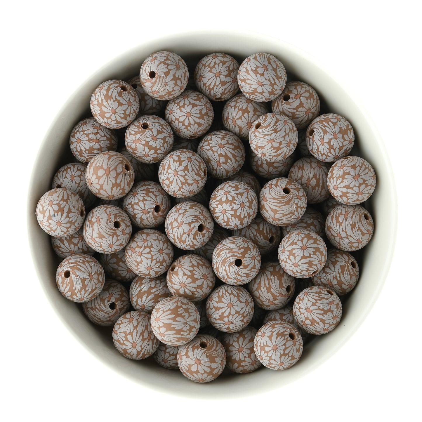 Fall Daisy 15mm Round Silicone Print Beads for silicone bead crafting from Cara & Co