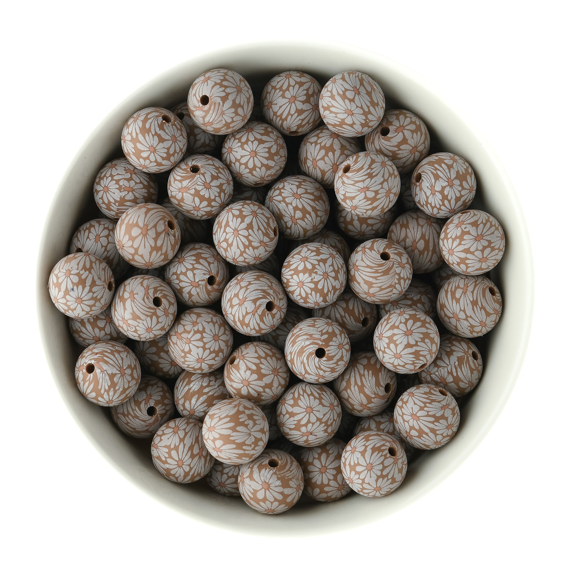 Fall Daisy 15mm Round Silicone Print Beads for silicone bead crafting from Cara & Co