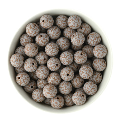 Fall Daisy 15mm Round Silicone Print Beads for silicone bead crafting from Cara & Co