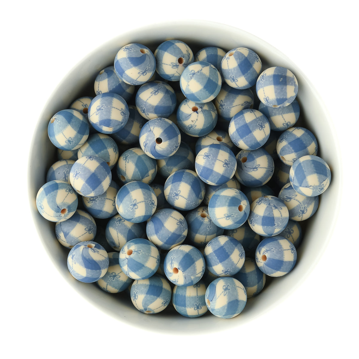 12mm Round Winter Prints Flannel Bow Plaid silicone beads for silicone bead crafting from Cara & Co Craft Supply