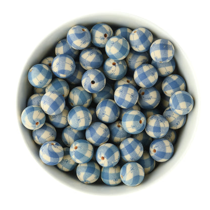 12mm Round Winter Prints Flannel Bow Plaid silicone beads for silicone bead crafting from Cara & Co Craft Supply
