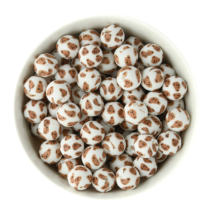 Teddy Bear 15mm Round Silicone Print Beads for silicone bead crafting from Cara & Co