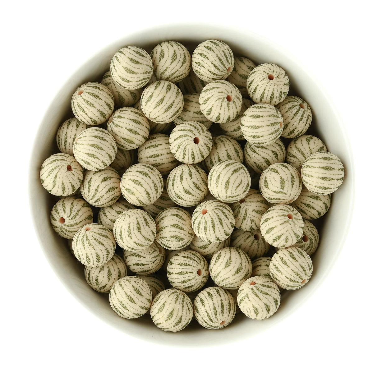 12mm Round Winter Prints Winter Sprigs silicone beads for silicone bead crafting from Cara & Co Craft Supply