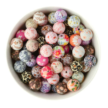 15mm Silicone Round Print Beads from Cara & Co Craft Supply