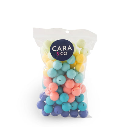 Spring Sorbet 15mm Round Bead Pack with silicone bead for crafting from Cara & Co Crafting supply