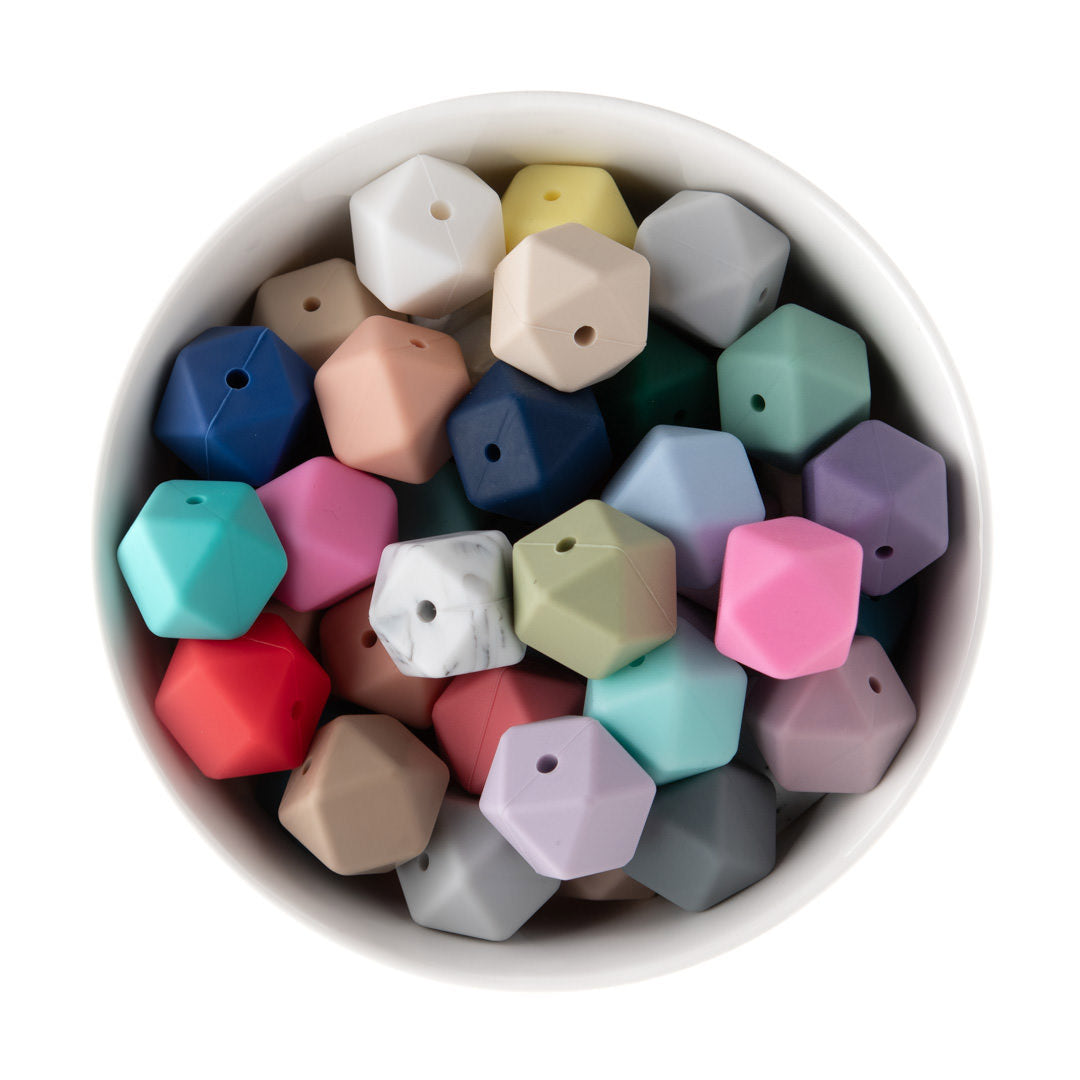 17mm Hexagon Silicone Beads